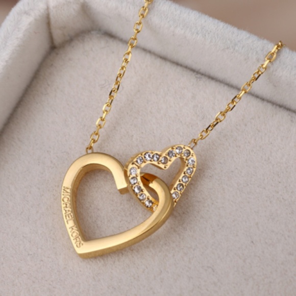 Michael Kors Gold Necklace Double Heart 